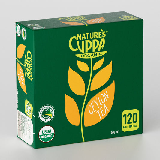 3D Front View of Nature's Cuppa Organic Ceylon Tea Bags 120