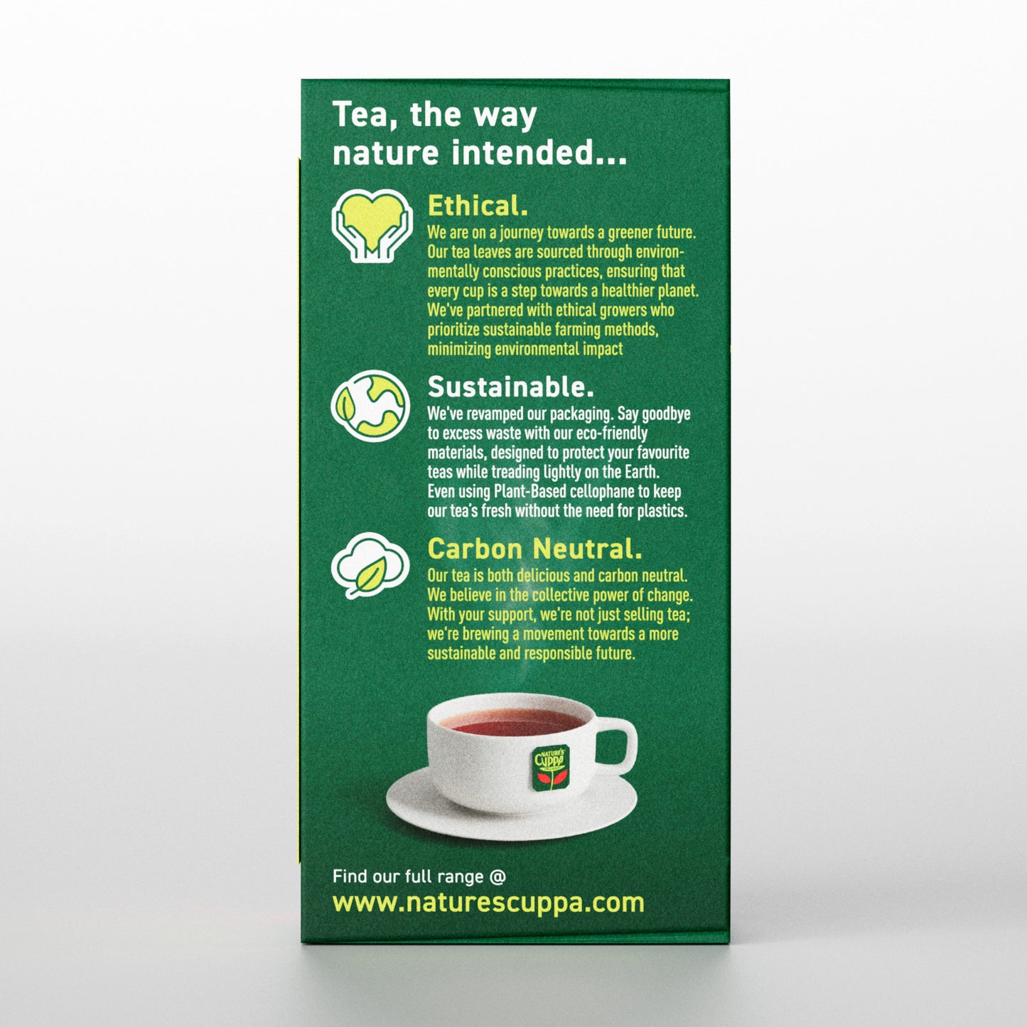 2D Back View of Nature's Cuppa Organic English Breakfast Tea Bags 60
