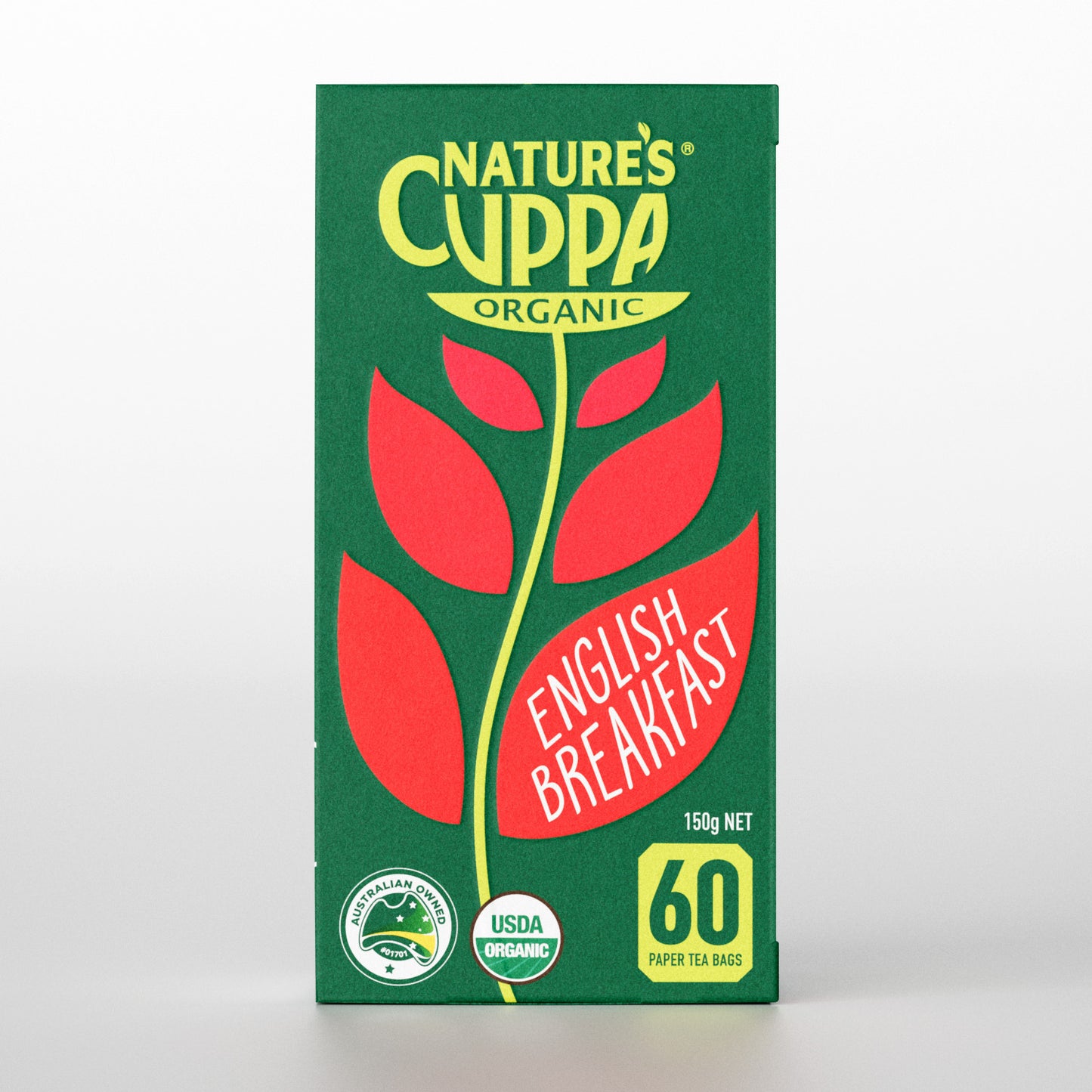 2D Front View of Nature's Cuppa Organic English Breakfast Tea Bags 60