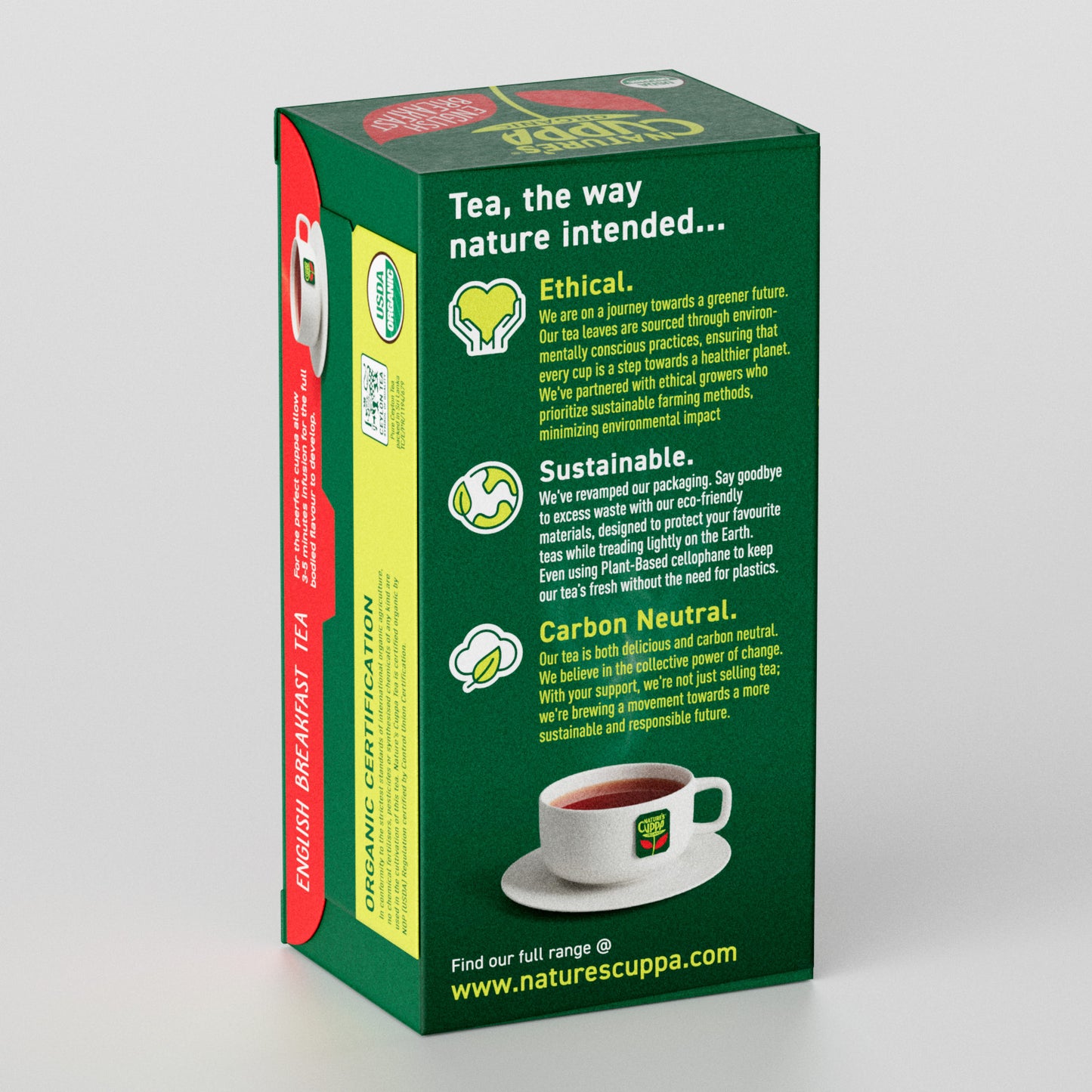 3D Back View of Nature's Cuppa Organic English Breakfast Tea Bags 60