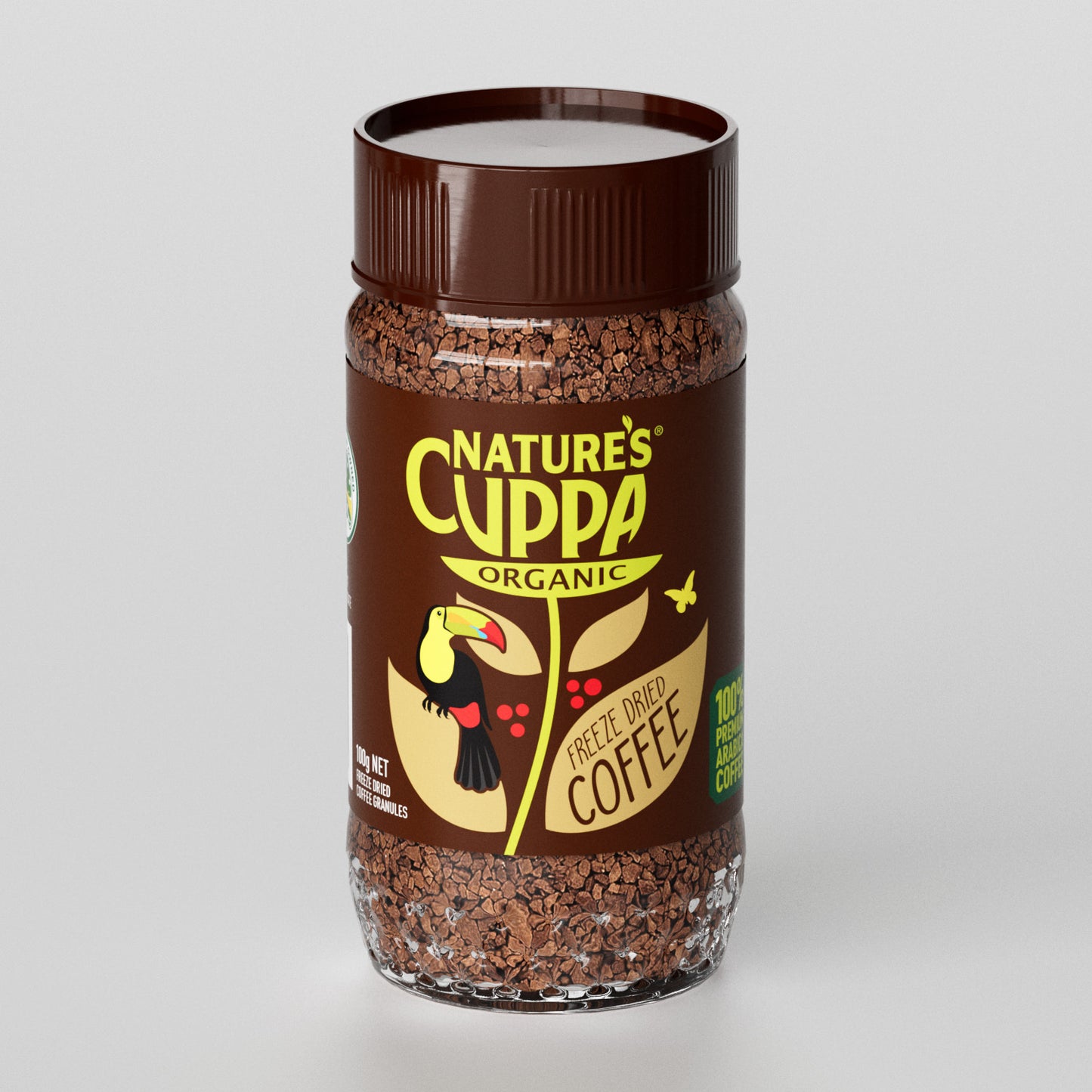 3D Front View of Nature's Cuppa Organic Freeze Dried Instant Coffee 100g