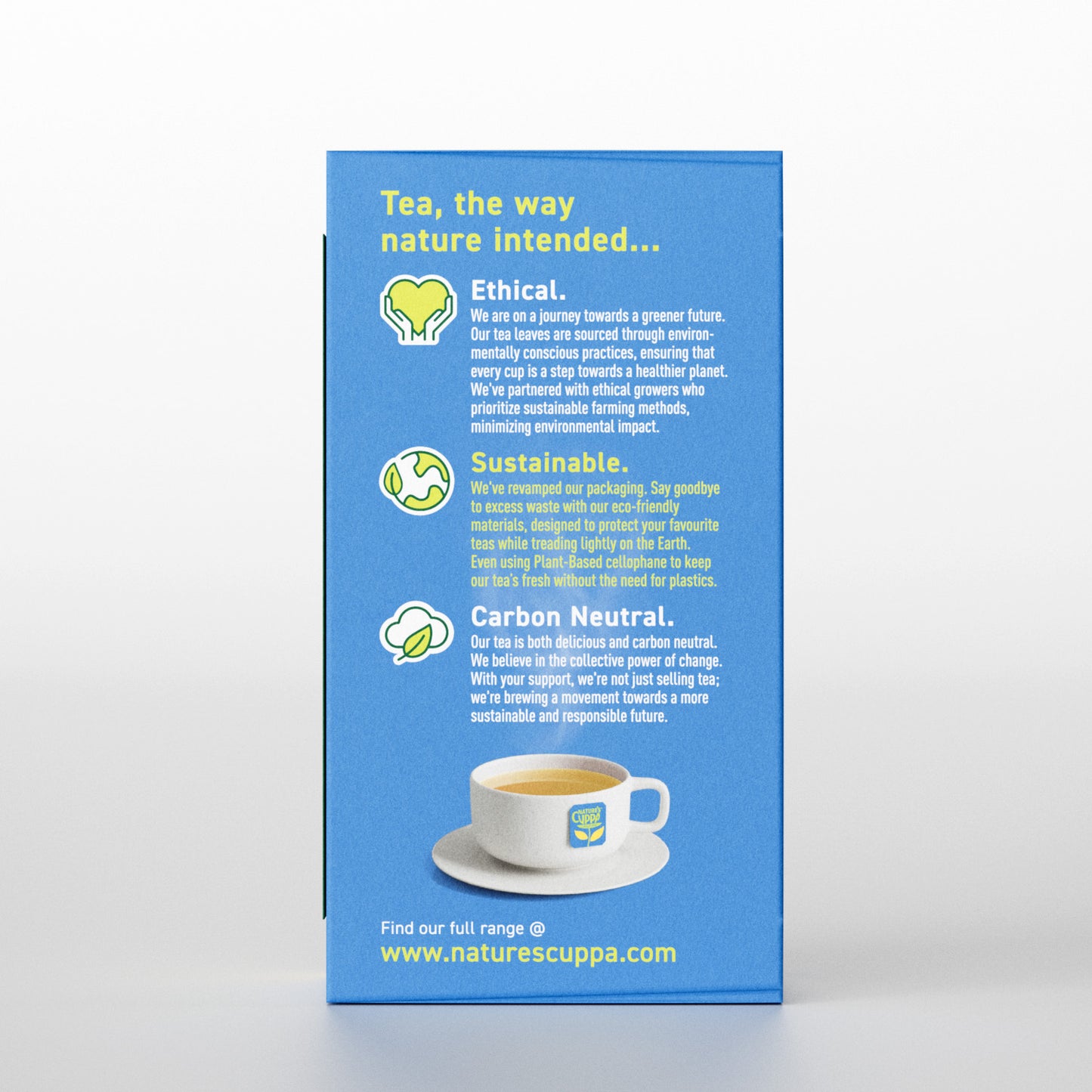 2D Back View of Nature's Cuppa Organic Peach Infused Chamomile Tea Bags 50
