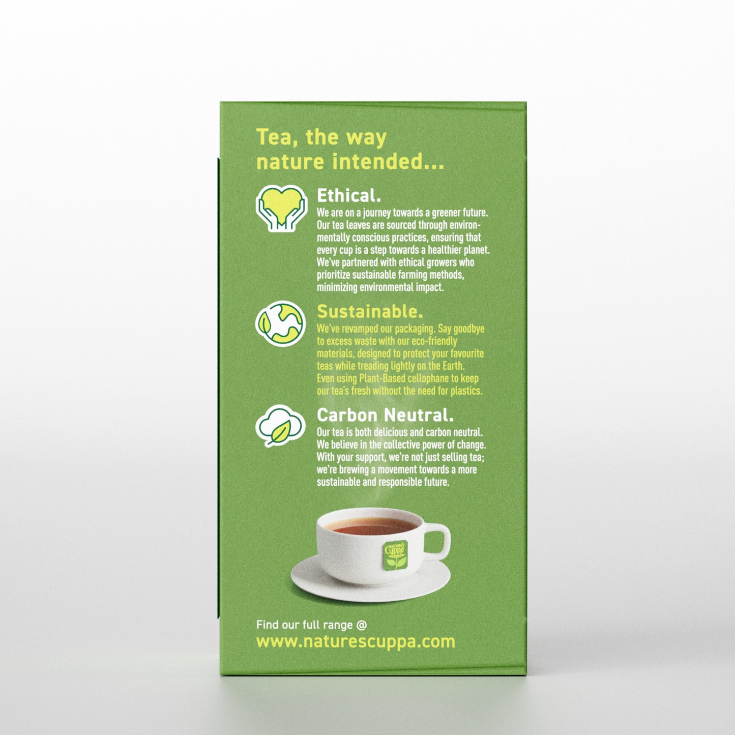 2D Back View of Nature's Cuppa Organic Spearmint Infused Peppermint Tea Bags 50