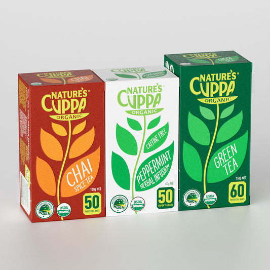 3D Front View of Nature's Cuppa Beat The Bloat Tea Pack