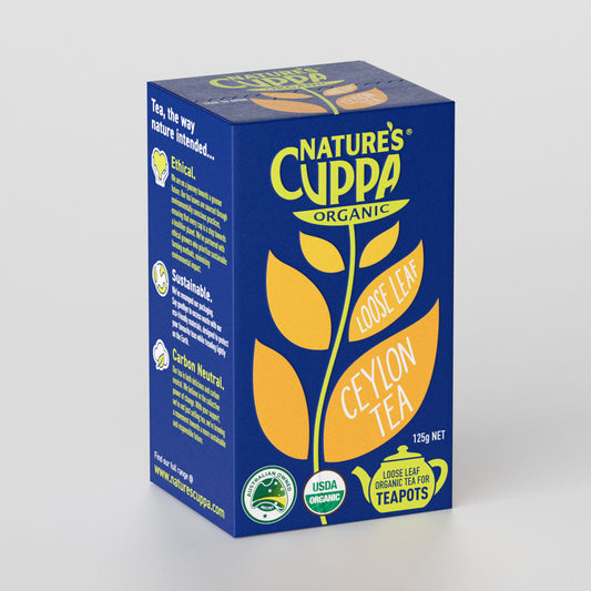 3D Front View of Nature's Cuppa Organic Ceylon Loose Leaf Tea 125g