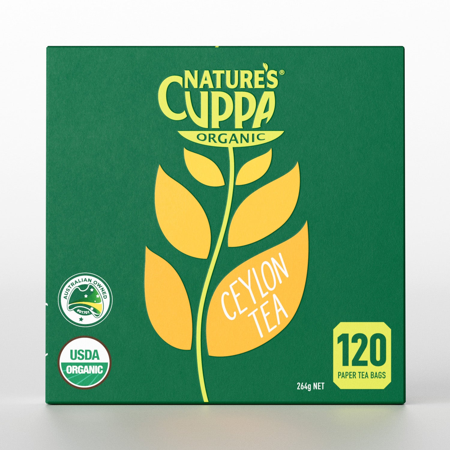 2D Front View of Nature's Cuppa Organic Ceylon Tea Bags 120