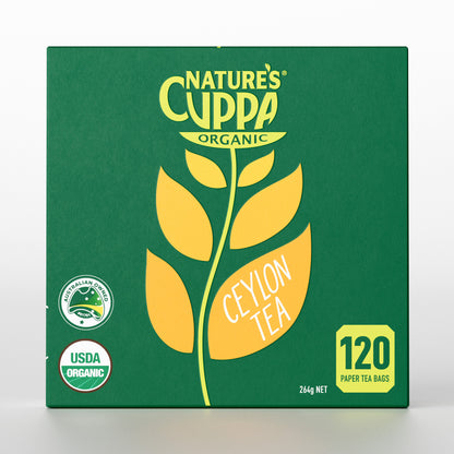 2D Front View of Nature's Cuppa Organic Ceylon Tea Bags 120