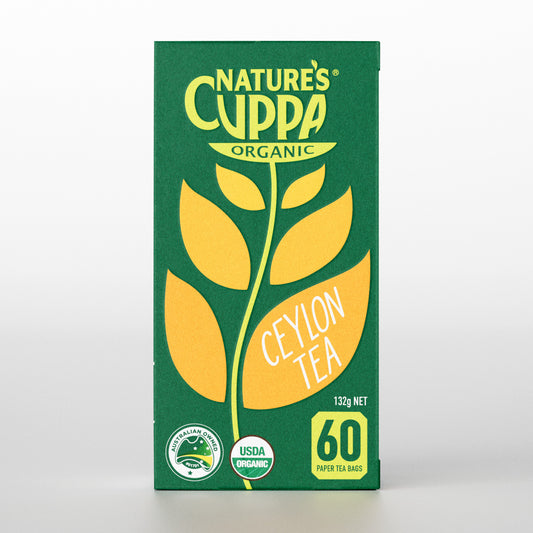 2D Front View of Nature's Cuppa Organic Ceylon Tea Bags 60