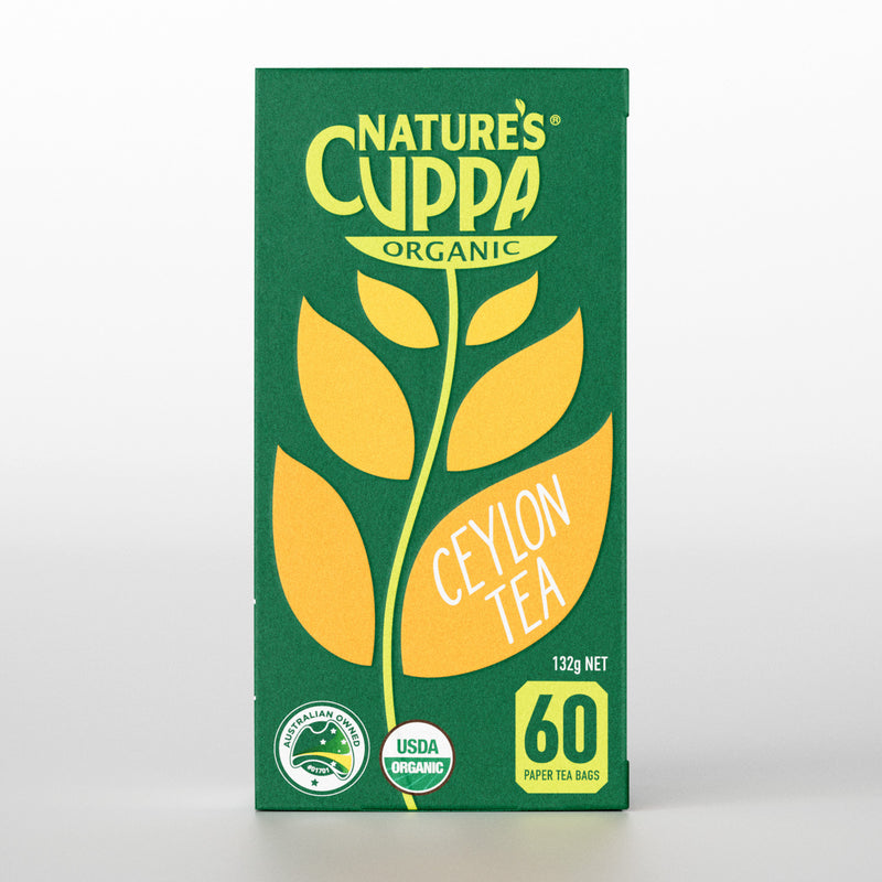 2D Front View of Nature's Cuppa Organic Ceylon Tea Bags 60