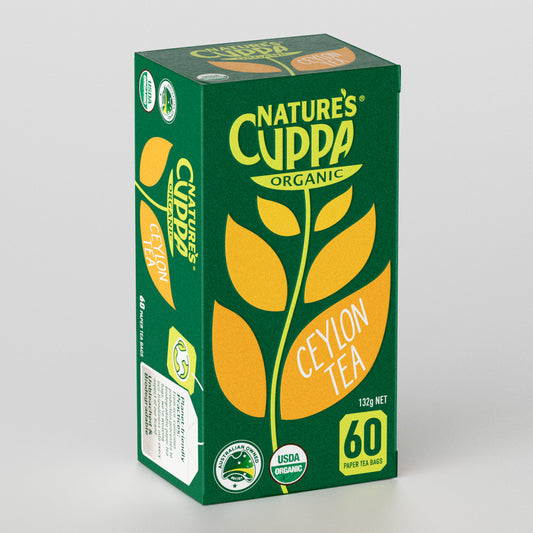 3D Front View of Nature's Cuppa Organic Ceylon Tea Bags 60