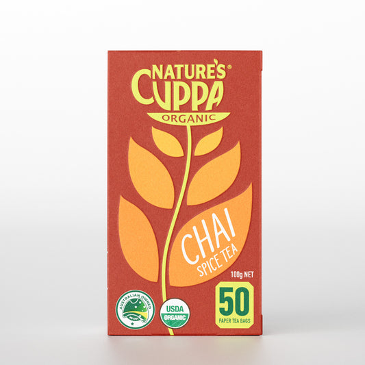 2D Front View of Nature's Cuppa Organic Chai Spiced Tea Bags 50