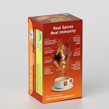 3D Back View of Nature's Cuppa Organic Chai Spiced Tea Bags 50