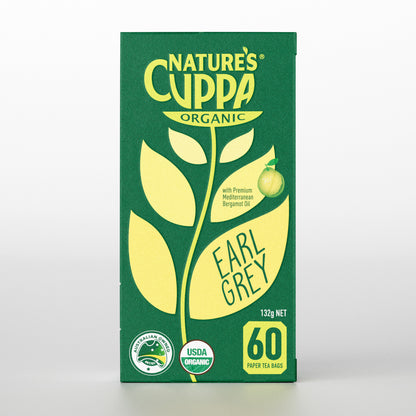 2D Front View of Nature's Cuppa Earl Grey Tea Bags With Pure Bergamot Oil 60