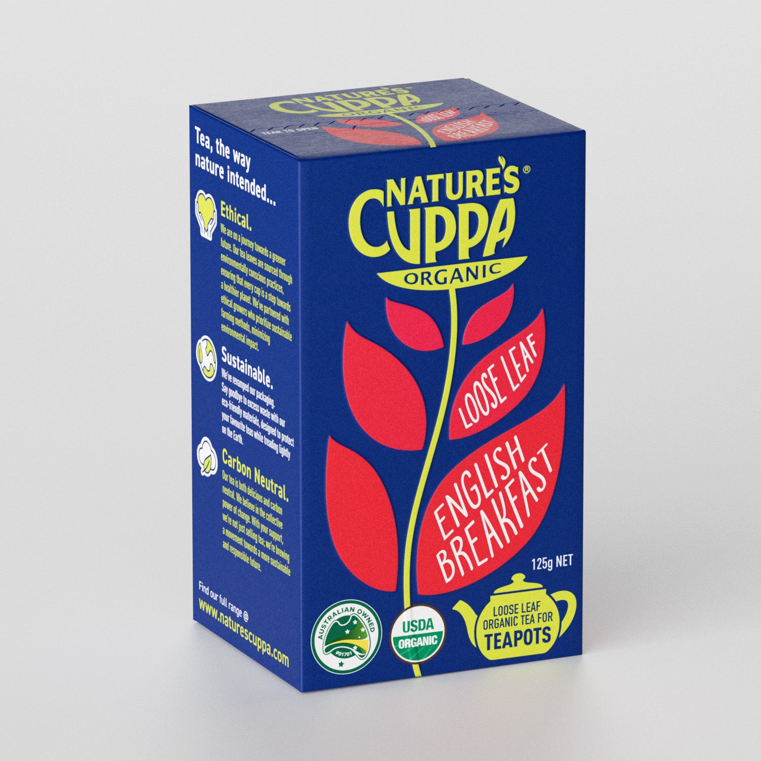 3D View of Nature's Cuppa Organic English Breakfast Loose Leaf Tea 125g