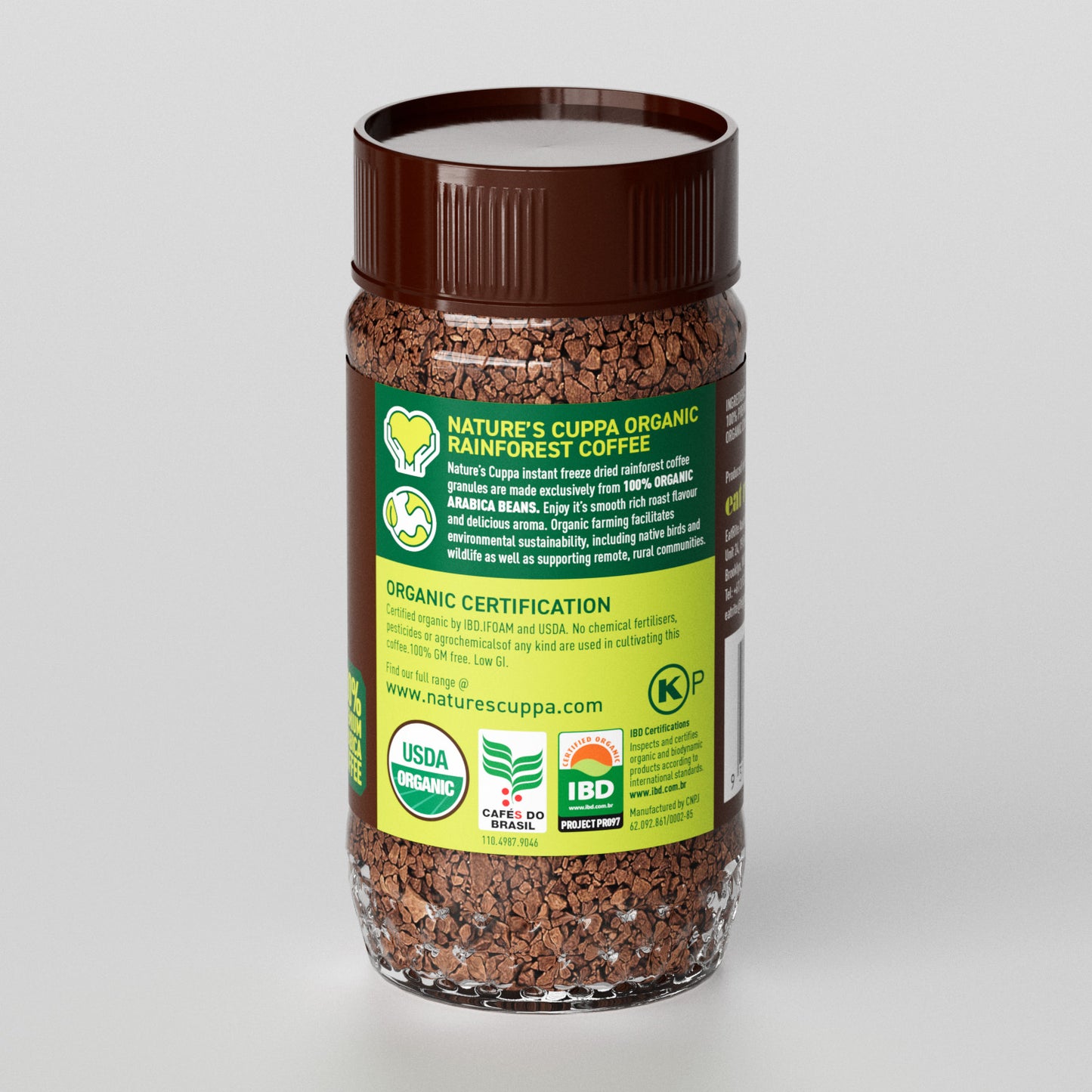 3D Back View of Nature's Cuppa Organic Freeze Dried Instant Coffee 100g