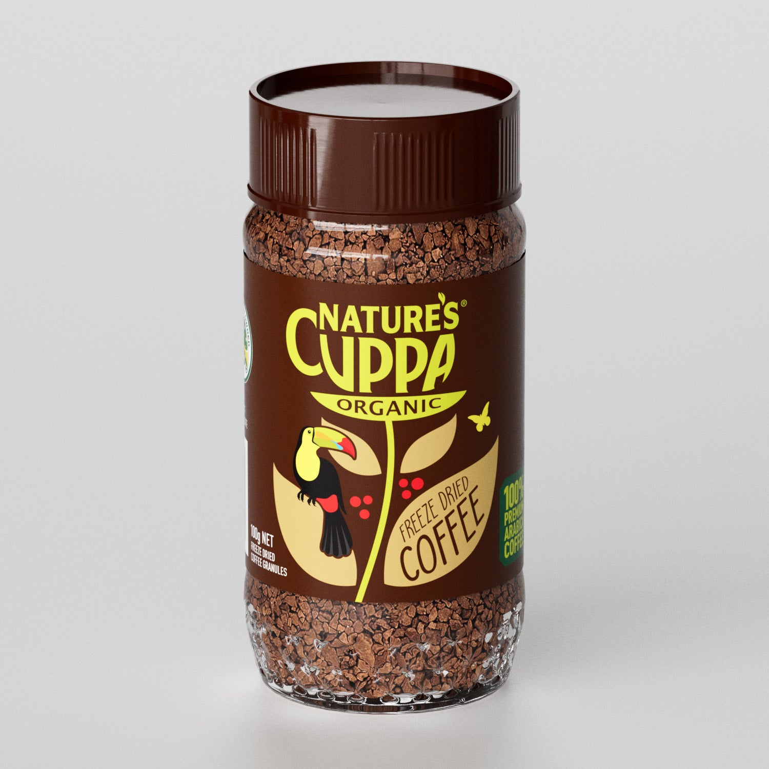 3D Front View of Nature's Cuppa Organic Freeze Dried Instant Coffee 100g