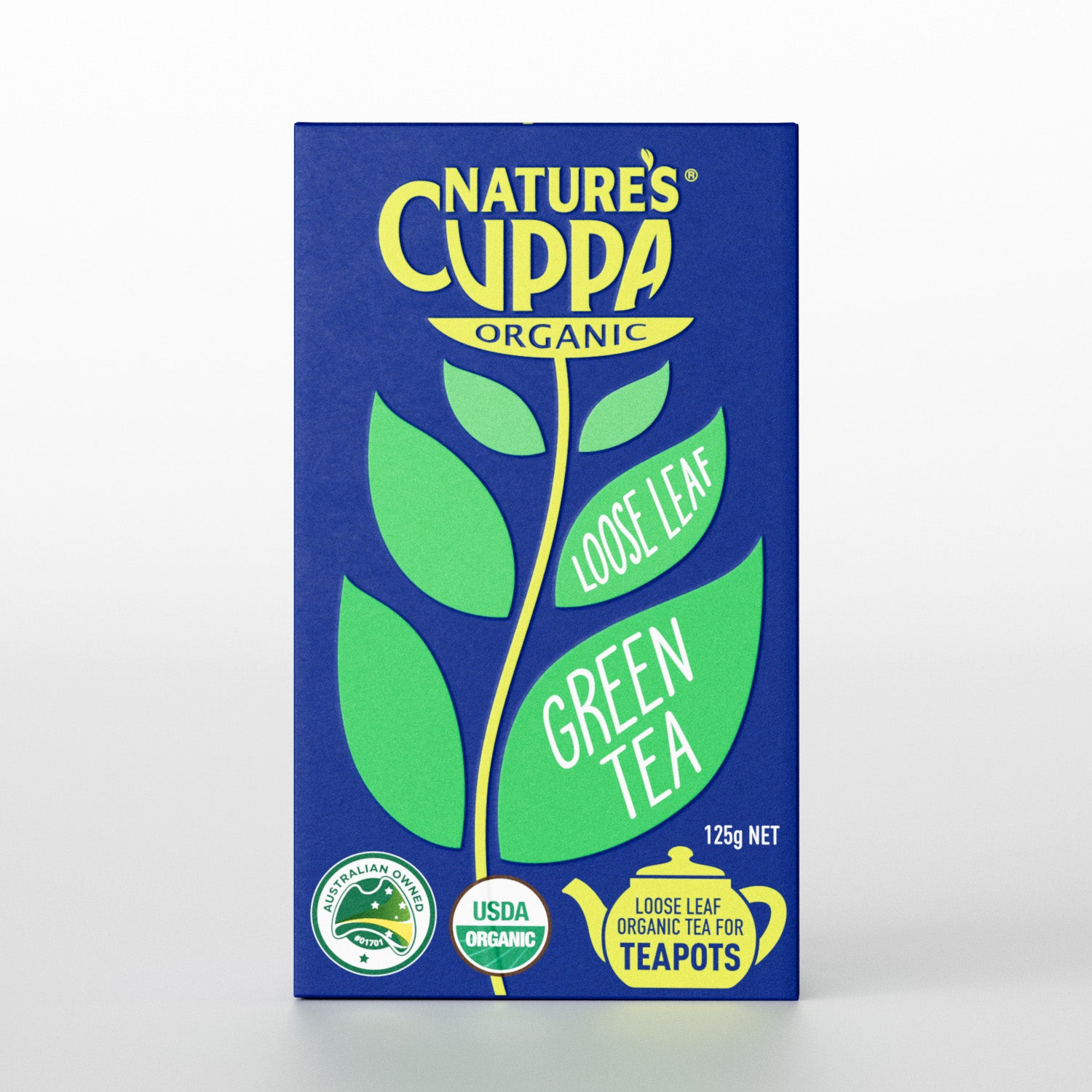 2D Front View of Nature's Cuppa Organic Green Loose Leaf Tea 125g
