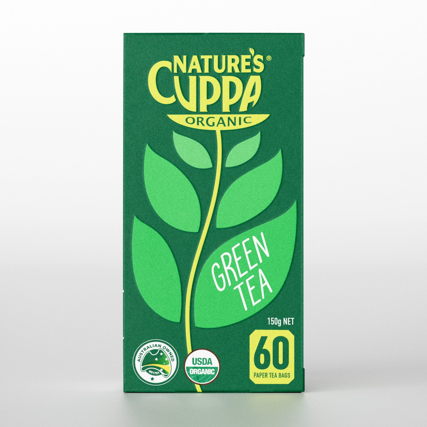 2D Front View of Nature's Cuppa Organic Green Tea Bags 60