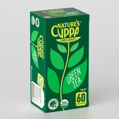 3D Front View of Nature's Cuppa Organic Green Tea Bags 60