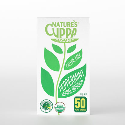 2D Front View of Nature's Cuppa Organic Peppermint Herbal Infusion Tea Bags 50