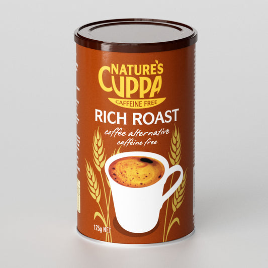 3D Front View of Nature's Cuppa Rich Roast Caffeine Free Instant Coffee Alternative 125g