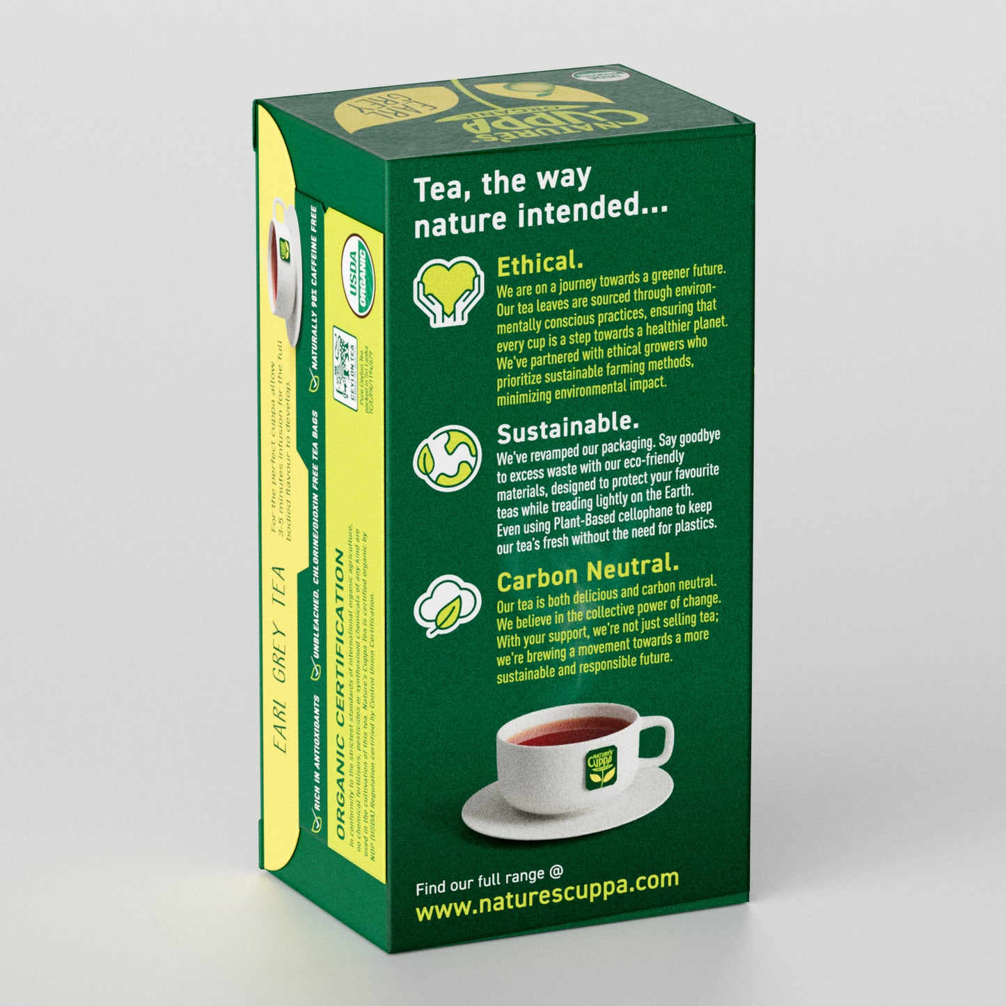 3D Back View of Nature's Cuppa Earl Grey Tea Bags With Pure Bergamot Oil 60